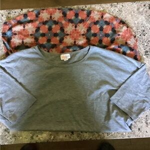 LULAROE Gray and Floral shirt